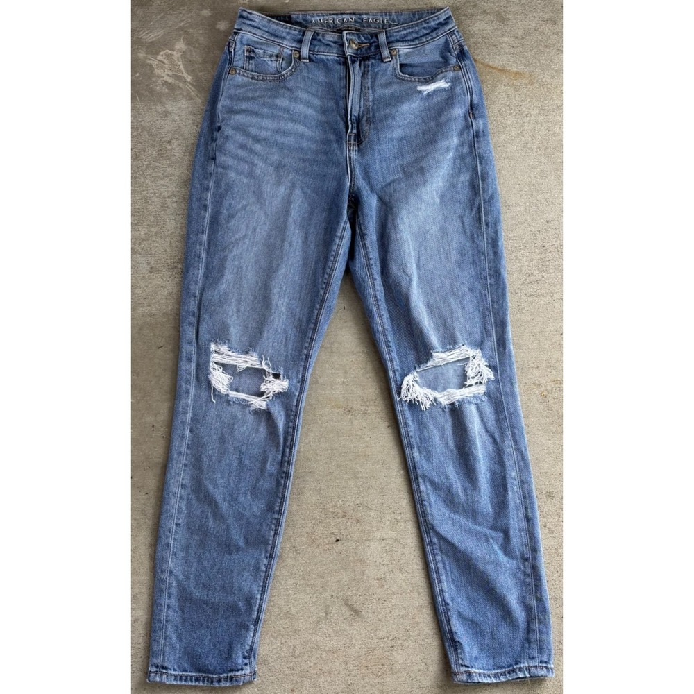 American Eagle Womens Straight Jeans Blue Denim Comfort Stretch Waistband 0